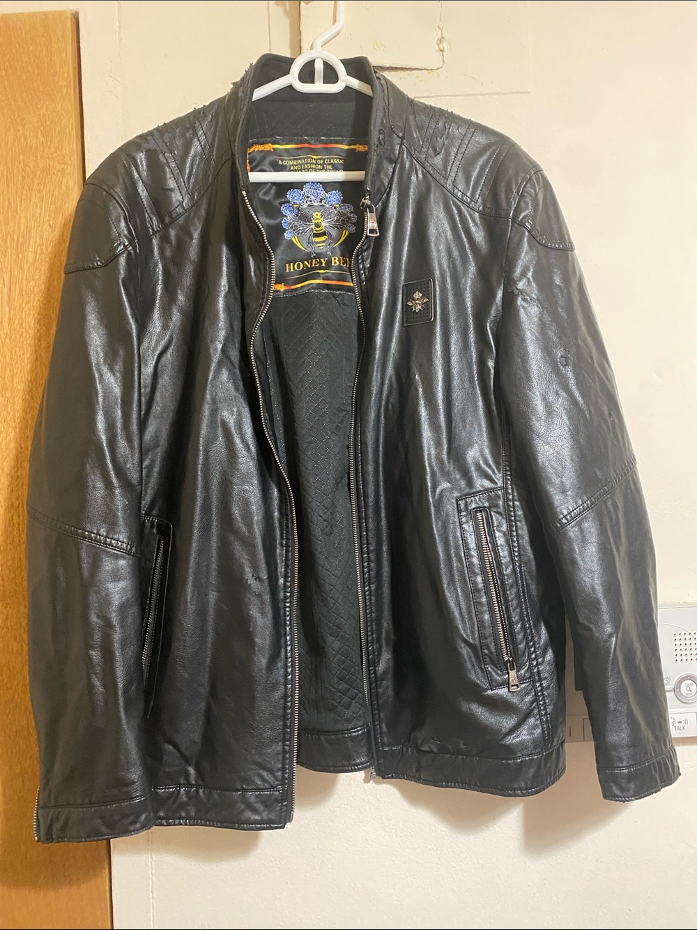 Unisex Honey Belle Black Leather  Bomber Jacket Open to Offers!